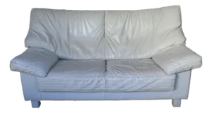 Italian Mid-Century Modern Leather Two-Seat Couch — Circa 1980s