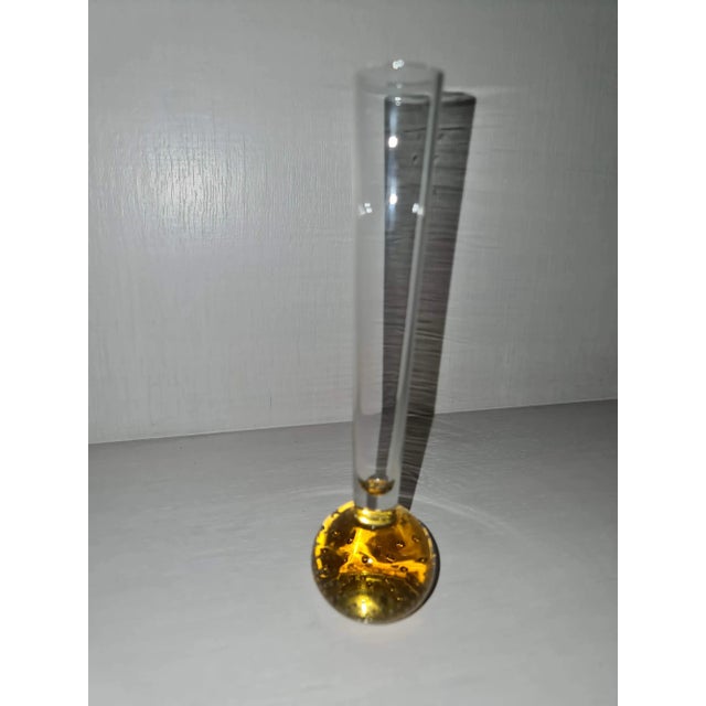 Glass Mid-Century Yellow Glass Bubble Vase For Sale - Image 7 of 7