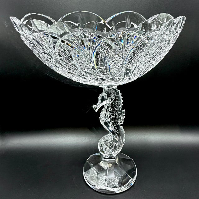 Waterford Crystal Seahorse Pedestal Centrepiece Bowl with Original Box, 1980s For Sale - Image 6 of 18
