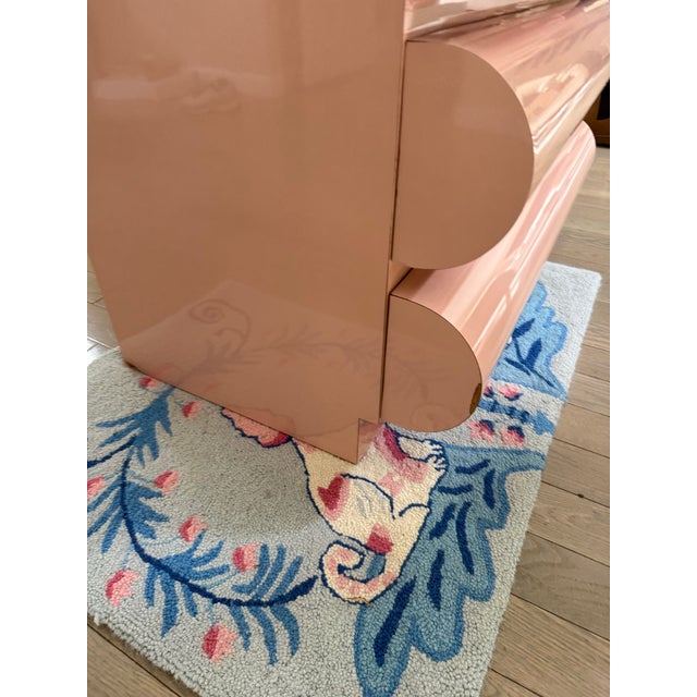 1980s Postmodern Pink Laminate Bullnose Tallboy Dresser For Sale - Image 4 of 6