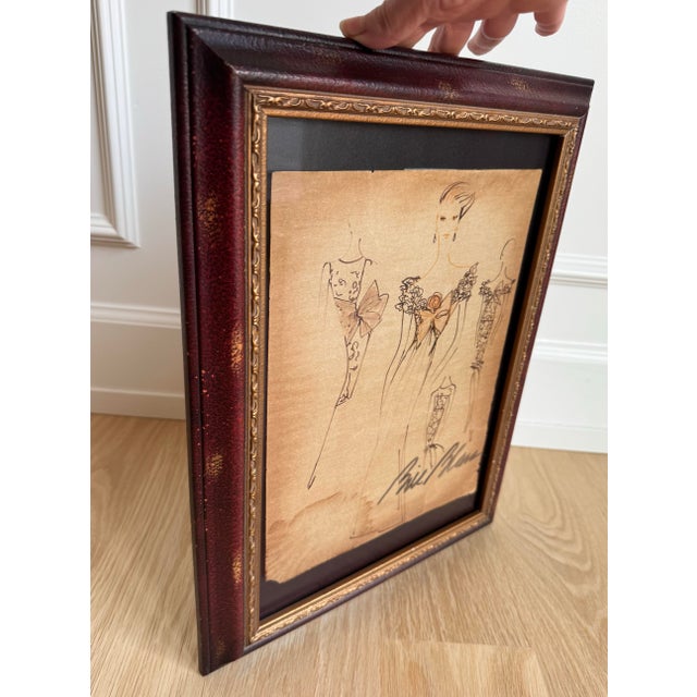 1950s Original Signed Bill Blass Ink on Vellum Fashion Illustration 1950s For Sale - Image 5 of 10