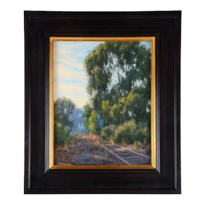 "The Old Tracks" Contemporary Pastel Drawing by Joe Mancuso, Framed