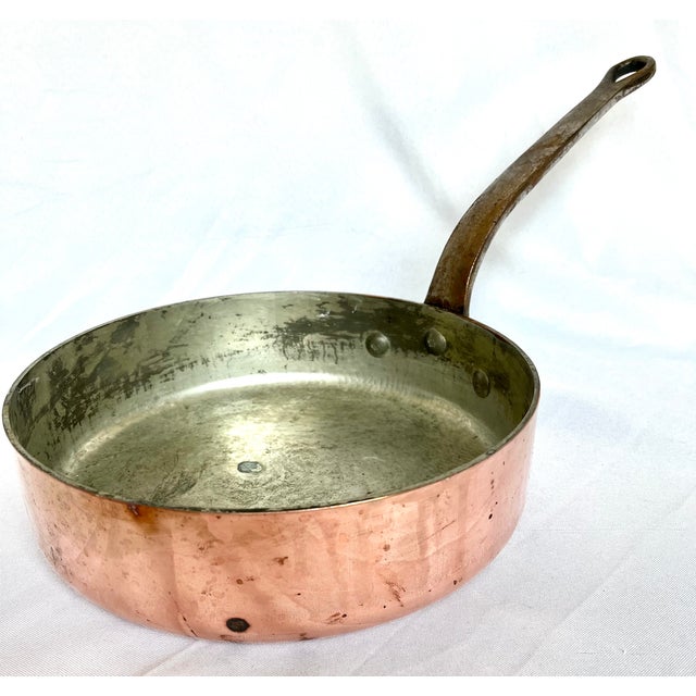 1950s Williams Sonoma Vintage Copper Saute Pan For Sale In Dallas - Image 6 of 11