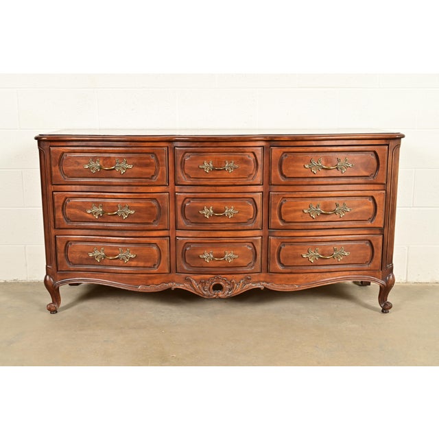 Century Furniture French Provincial Louis XV Carved Cherry Wood Triple Dresser For Sale - Image 13 of 13