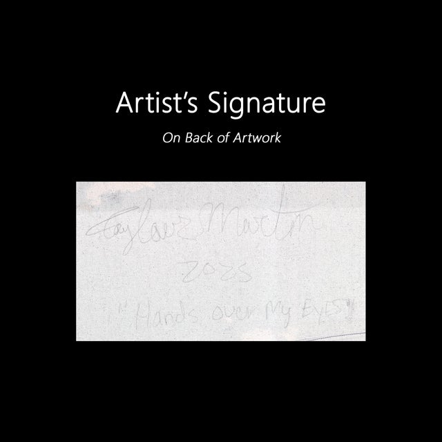 Hands Over My Eyes - Minimalist Dusty Blue Abstract Original Artwork by Taylour Martin For Sale - Image 9 of 9