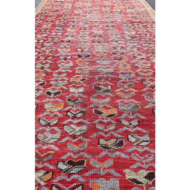 Tribal Colorful Vintage Konya Rug in Red Acid Green, Orange 4' X 8'10" For Sale - Image 3 of 12