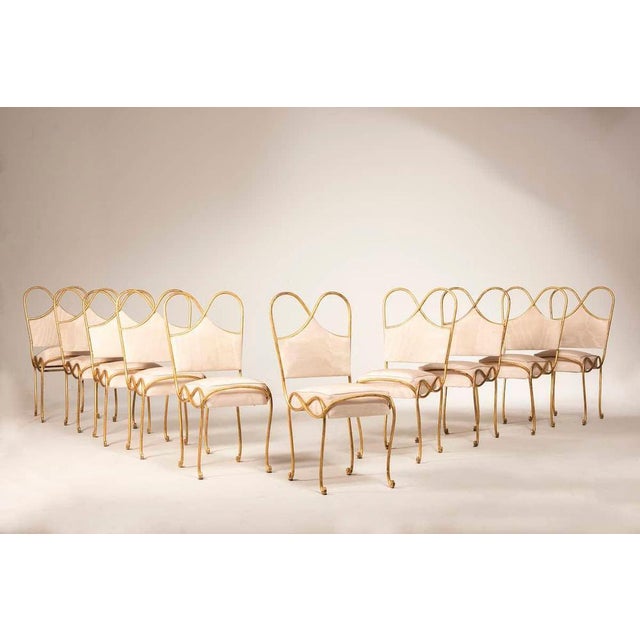 Art Deco French Wrought Iron Chairs, 1940, Set of 10 For Sale - Image 3 of 13