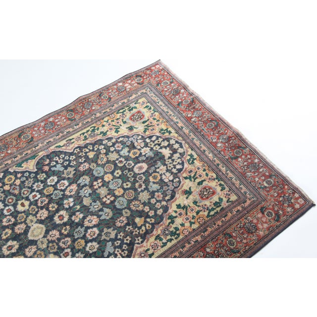 Mid-Century Modern Vintage Hereke Hand-Knotted Rug - Fine Wool on Cotton Floral Medallion Design -3' 6'' X 5' 10'' For Sale - Image 3 of 13