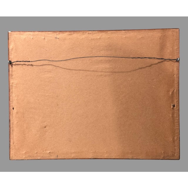 Vintage Riverside Landscape Framed Pastel Watercolor Painting with Sailboat In good original condition showing some...