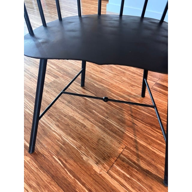 Black Vintage Wallin Forge Windsor Style Iron Dining Chairs For Sale - Image 8 of 17