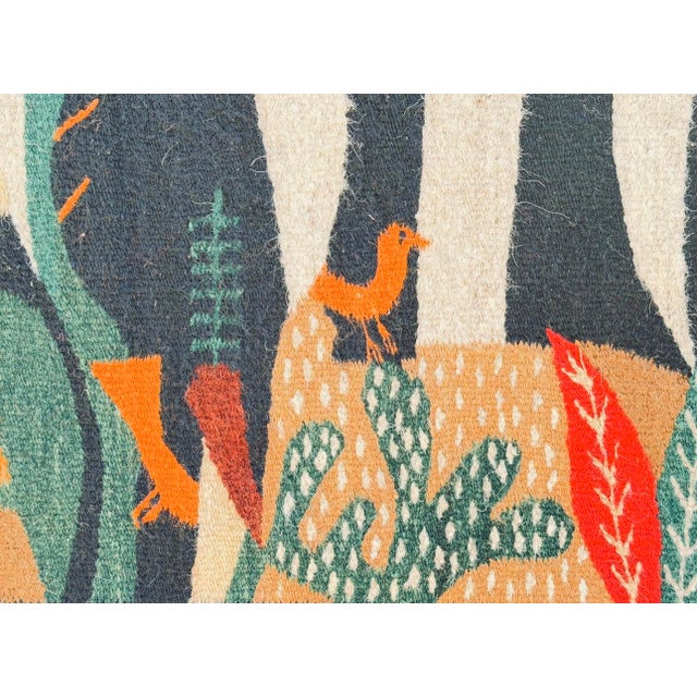 Vintage Matisse Insp Bulmaro Pérez Mendoza B. P. Mid Century Hand Woven Tapestry Art Wall Hanging Signed For Sale In Tampa - Image 6 of 8