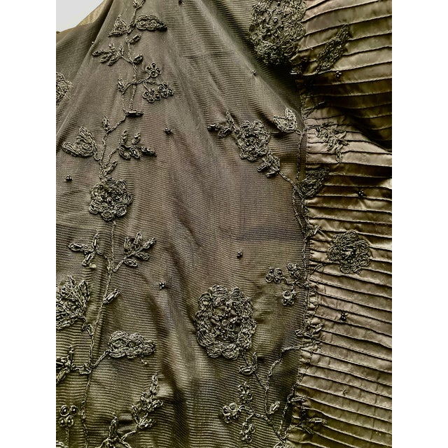 Textile Victorian Floral Embroidered Beaded Lace TulleTaffeta Throw / Table Runner For Sale - Image 7 of 8