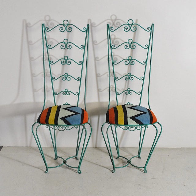 Green Set of Chiavari Style Iron Outdoor Chairs, 1960s For Sale - Image 8 of 8