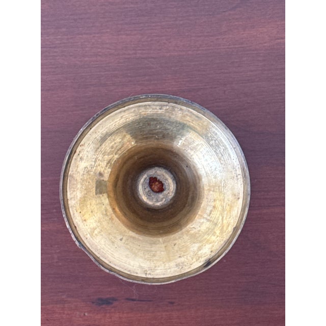 Brass 1970s Solid Brass Candle Holders Rope and Tassel Design — A Pair For Sale - Image 8 of 11