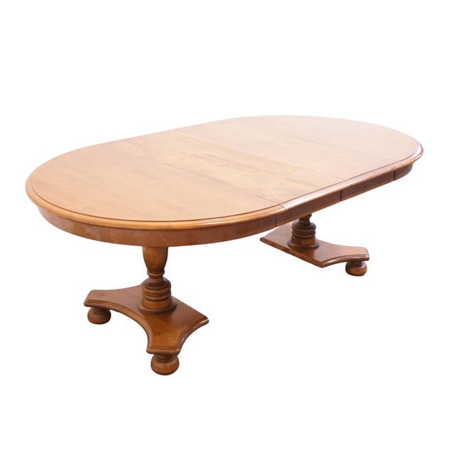 ETHAN ALLEN Heirloom Nutmeg Maple Colonial Early American 79" Double Pedestal Dining Table 10-6094 30" High 49" Wide 49"...