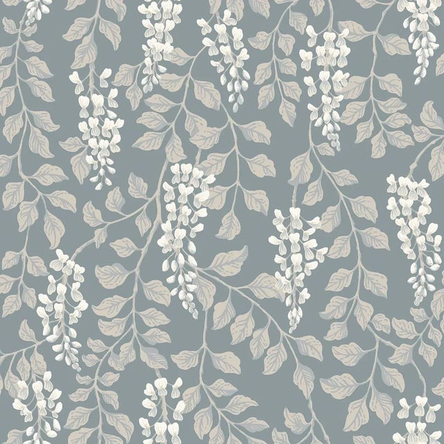 SAMPLE - Boråstapeter Blåregn Wallpaper In Slate For Sale