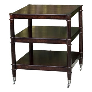 Baker Furniture Regency Style Dark Mahogany Three-Tier Side Table or Tea Table Made in Italy For Sale