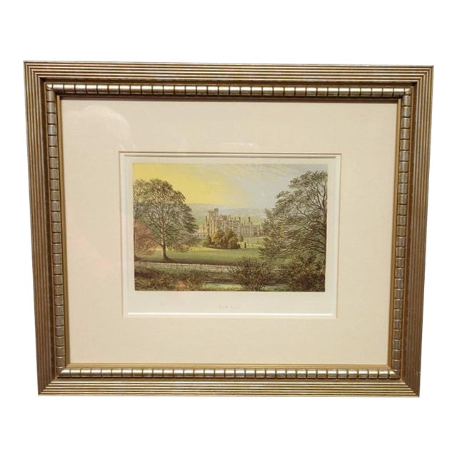 Late Victorian Color Wood Engraving of Ilam Hall Staffordshire in Gilt Frame For Sale