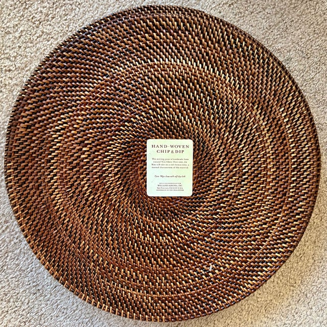 Williams-Sonoma Woven Brown Rattan Chip & Dip Serving Basket-Sauce Bowl For Sale - Image 4 of 8