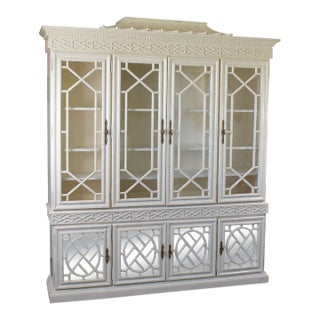 Vintage Hollywood Regency Pagoda Breakfront For Sale