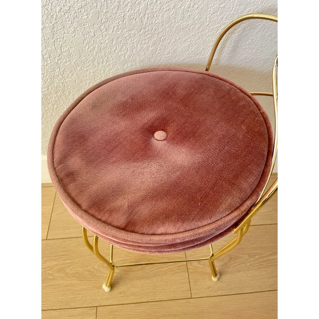 Mid 20th Century Vintage George Koch Mauve Vanity Stool Chair Hollywood Regency For Sale - Image 4 of 12
