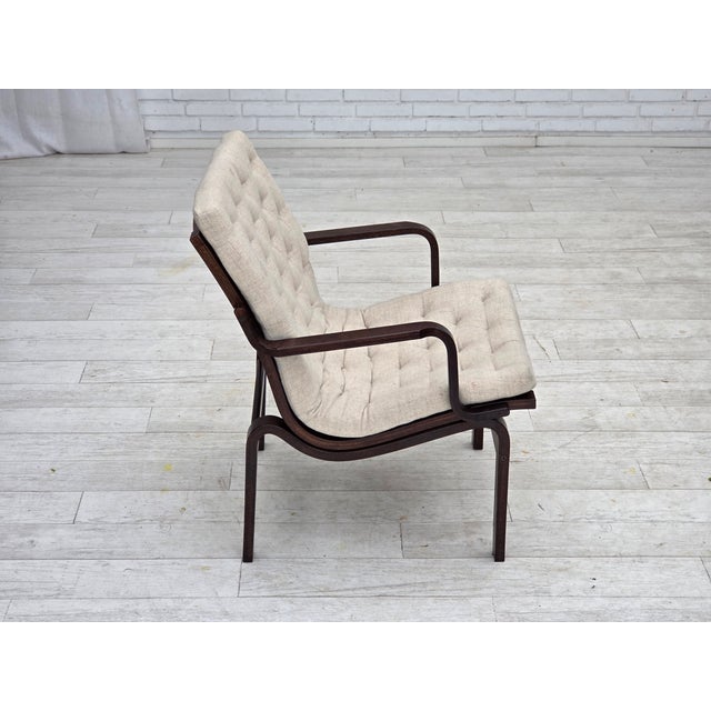 Vintage Scandinavian Chair in Furniture Wool and Dark Beech Wood, 1970s For Sale - Image 10 of 18
