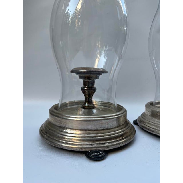 Vintage Silverplate and Glass Candle Hurricanes a Pair For Sale - Image 6 of 12