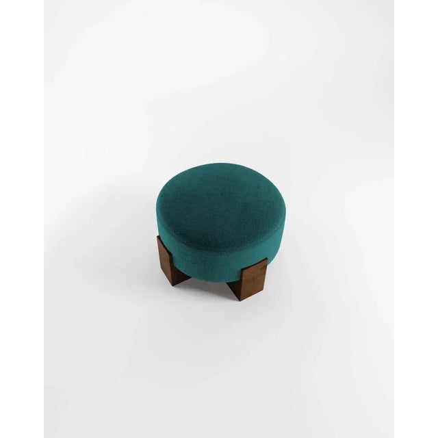 Cassete Pouf in Boucle Ocean Blue by Alter Ego for Collector For Sale - Image 4 of 5