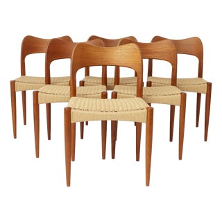 Vintage Danish Dining Chairs by Arne Hovmand-Olsen for Mogens Kold, 1960s, Set of 6 For Sale