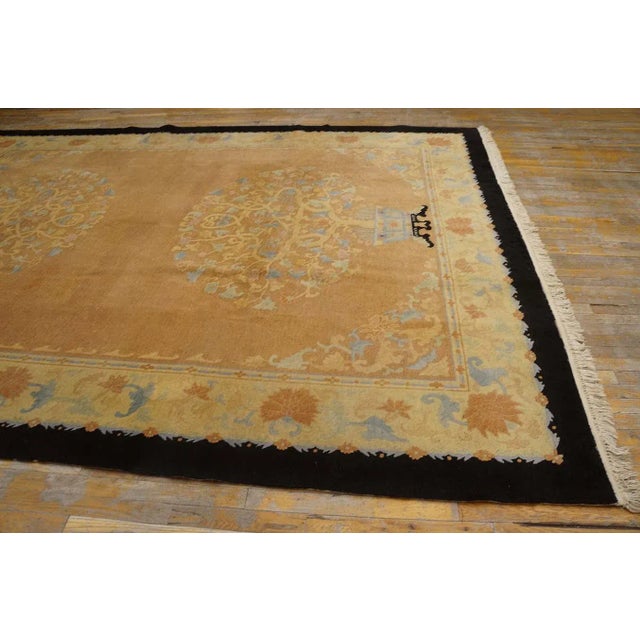 1920s 1920s Peach Vase Floral Antique Chinese Art Deco Carpet 9' X 11' 6" Knotted Wool Rug For Sale - Image 5 of 9