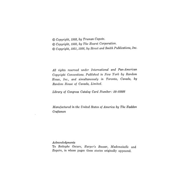 Paper "Breakfast at Tiffany's" 1958 Capote, Truman For Sale - Image 7 of 7