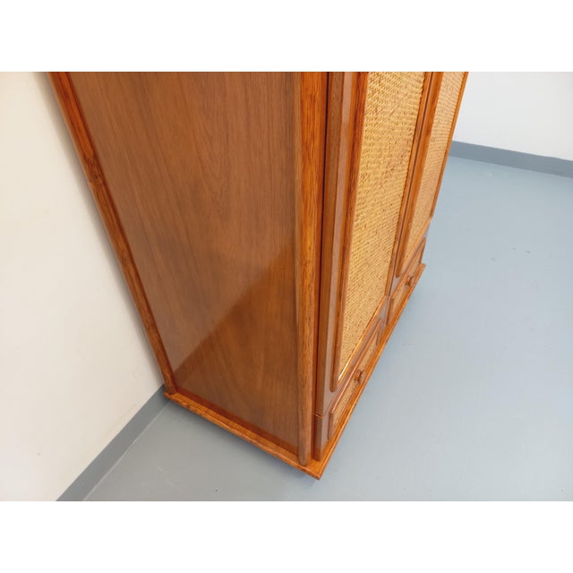 Vintage Maugrion Wardrobe in Woven Rattan and Wood from Roche Bobois, 1970s For Sale - Image 11 of 17