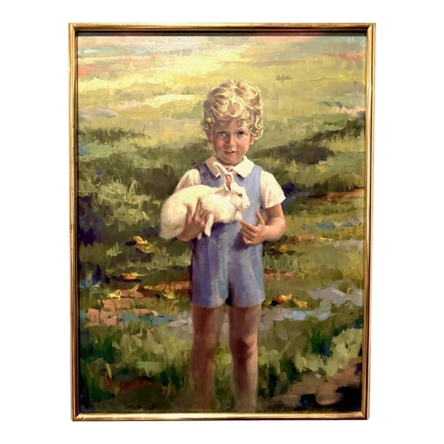 Vintage 1980 Robert Bruce Williams - Little Boy Blue, Framed For Sale