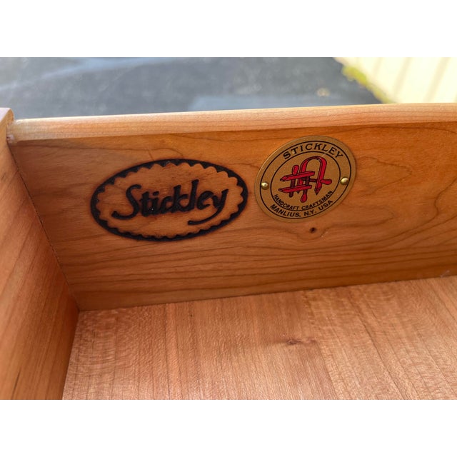 From Stickley’s iconic 21st century collection comes this stunning cherry wood buffet china cabinet. In two parts: bottom...