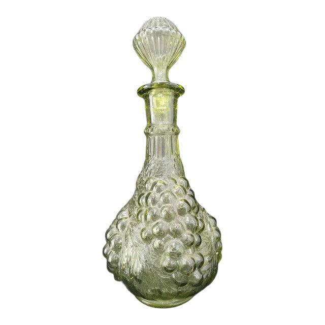 Vintage Avocado Green Fruit Bottle Decanter For Sale