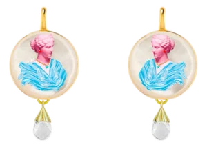 Greek Goddess Mother of Pearl Earrings With Quartz Briolettes, A Pair