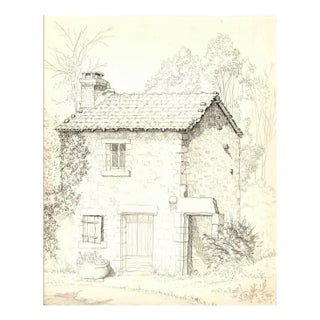 André Roland Brudieux, House in the Wood, Original Drawing, 1970s For Sale