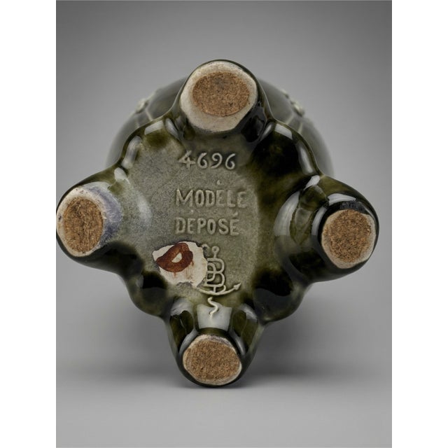 Art Nouveau Glazed Ceramic Model 4696 Vase with Relief Grape Decor from De Bruyn For Sale - Image 6 of 7