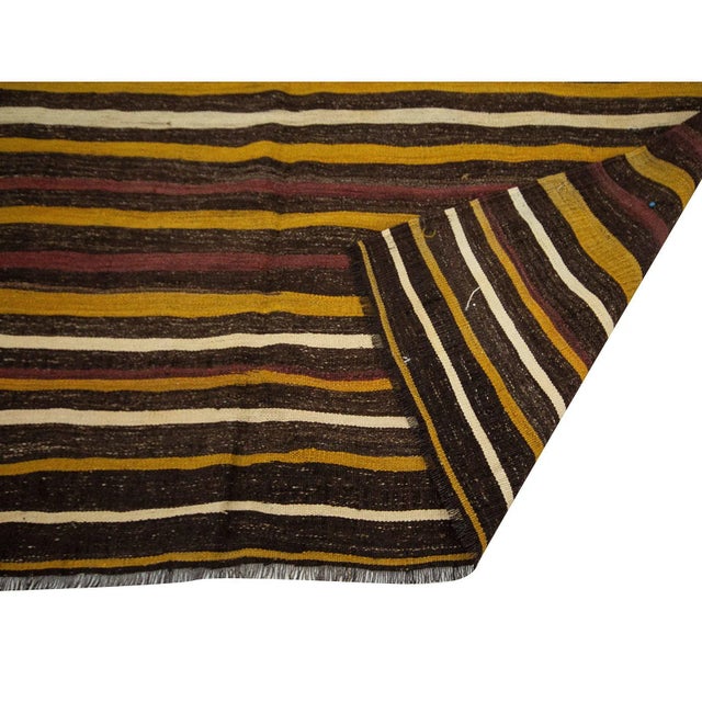 Mid 20th Century Striped Vintage Goat Hair Kilim Rug For Sale - Image 5 of 7
