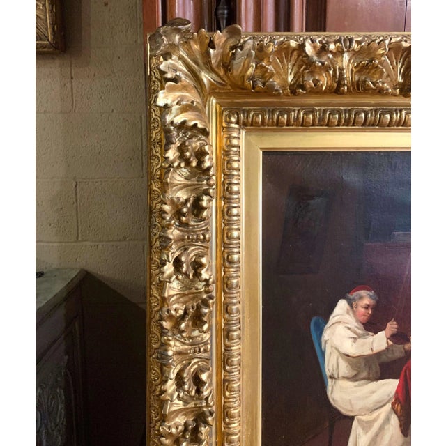 Wood 19th Century German Genre Oil Painting of Musical Monks by J. Bernstein For Sale - Image 7 of 13
