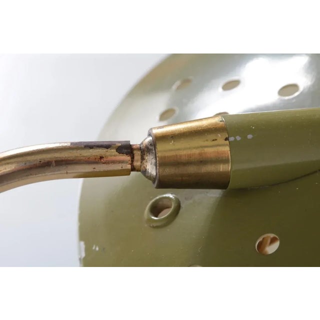 Green Lacquered Metal & Brass Table Lamp, 1950s For Sale - Image 8 of 10