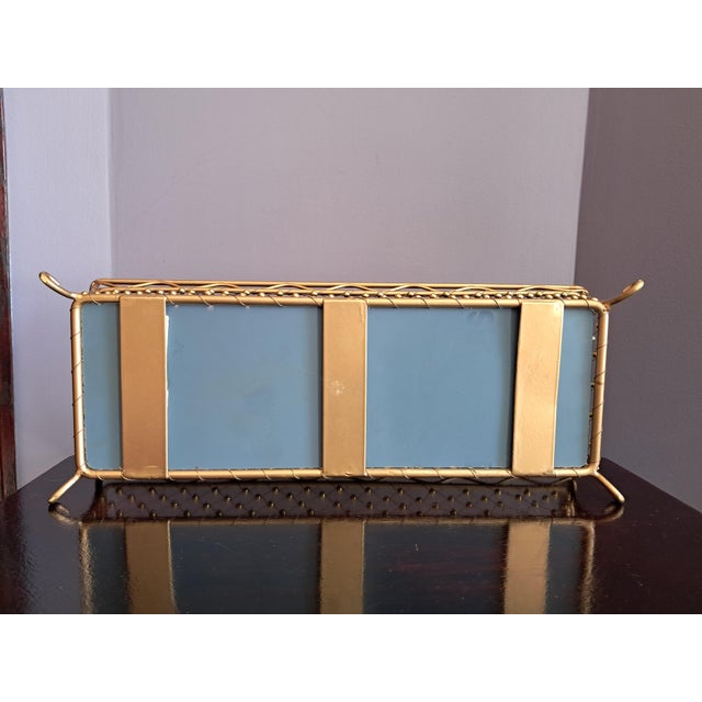 Brass Mid-Century Modern Tall Beaded Weave Rectangular Vanity Mirror Tray For Sale - Image 8 of 16
