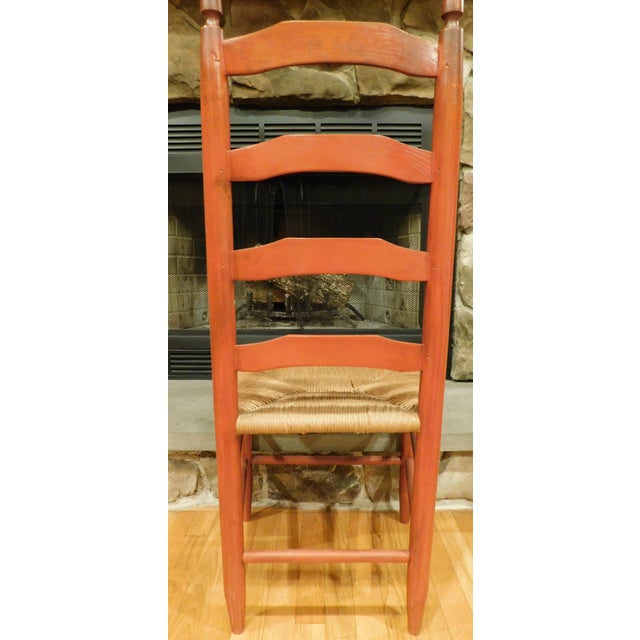 1920s Pair of Red Ladderback Chairs With Rush Seats For Sale - Image 18 of 18