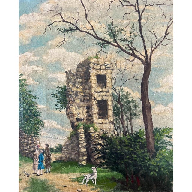1950s French Tower Anne De Bretagne Oil Painting on Canvas For Sale - Image 4 of 9
