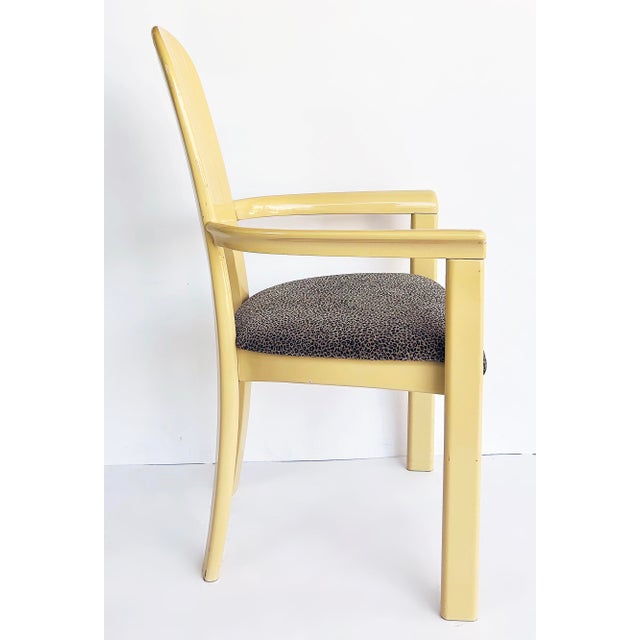 Set of 4 Italian Lacquered Postmodern Armchairs, Animal Print Upholstery For Sale - Image 4 of 18