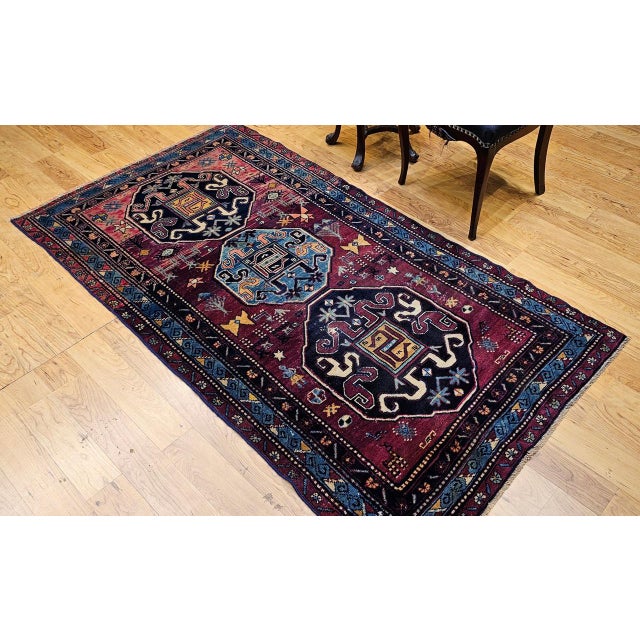 Antique Caucasian Cloudband Kazak Area Rug, Wool, Cranberry Red, 1890s, 3' x 7' For Sale - Image 4 of 18