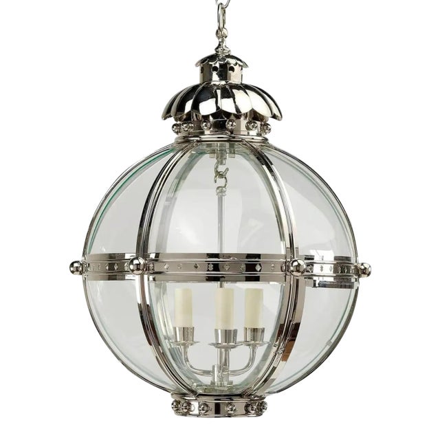 Globe Lantern in Nickel Finish - Small For Sale