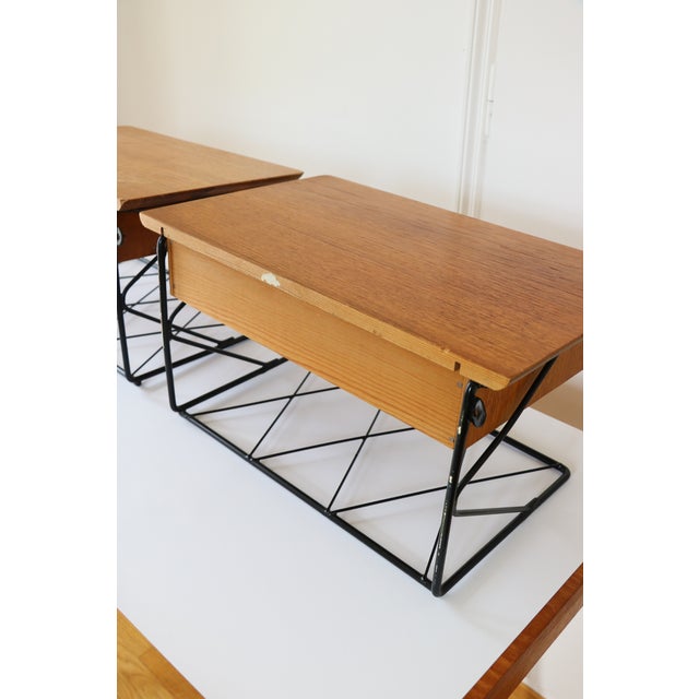 Black Scandinavian String Wall-Mounted Bedside Tables, 1960, Set of 2 For Sale - Image 8 of 18