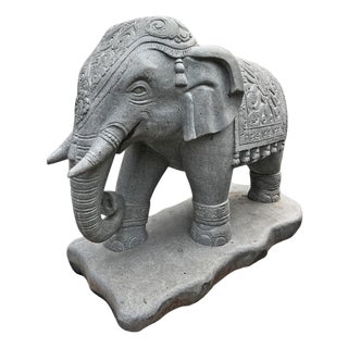 Vintage Stone Carved Elephant Statue For Sale