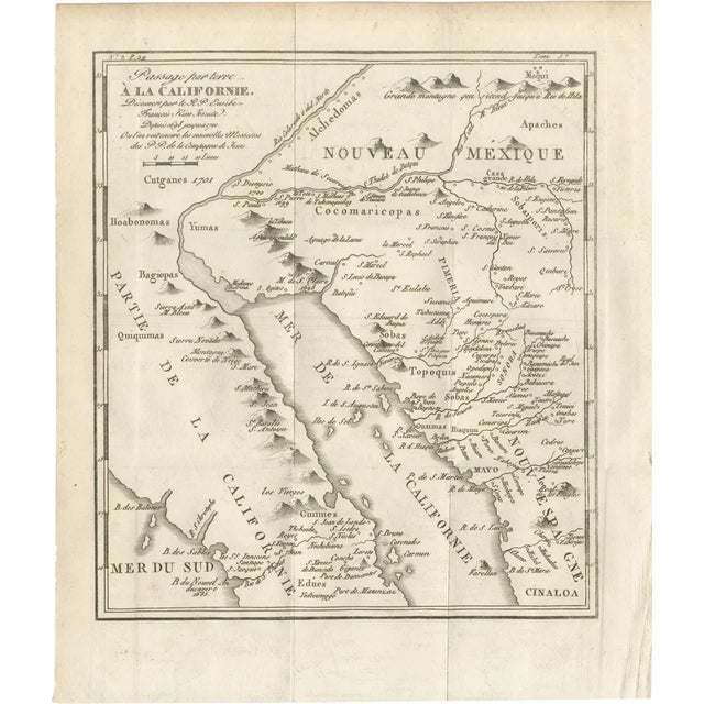 Map of the Overland Route to California, 1701 For Sale